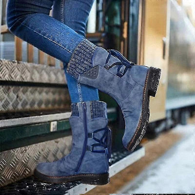 Alpine™ - Bottes mi-hautes en cuir à revers tricot
