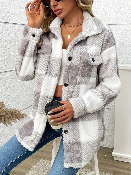 Chaletine™ - Veste en sherpa à carreaux