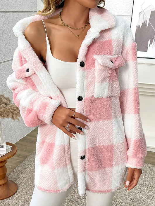 Chaletine™ - Veste en sherpa à carreaux