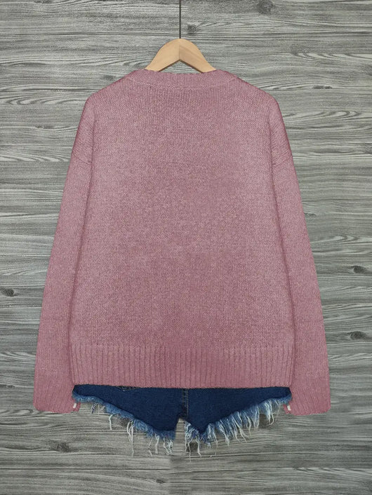 Ronron™ – Pull tricoté en laine douce à motif chats