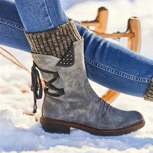 Alpine™ - Bottes mi-hautes en cuir à revers tricot