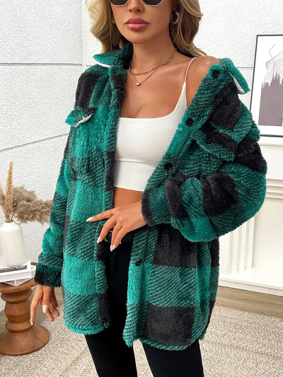 Chaletine™ - Veste en sherpa à carreaux