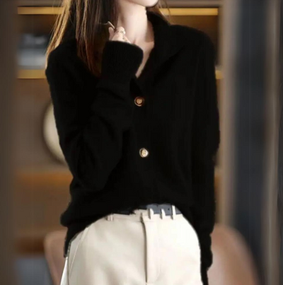 Neva™ - Cardigan chic à col en laine douce
