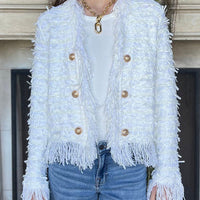 Gabriella™  - Cardigan à franges et boutons dorés