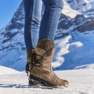 Alpine™ - Bottes mi-hautes en cuir à revers tricot