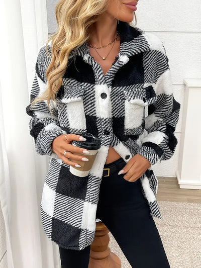 Chaletine™ - Veste en sherpa à carreaux