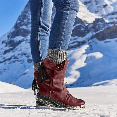 Alpine™ - Bottes mi-hautes en cuir à revers tricot