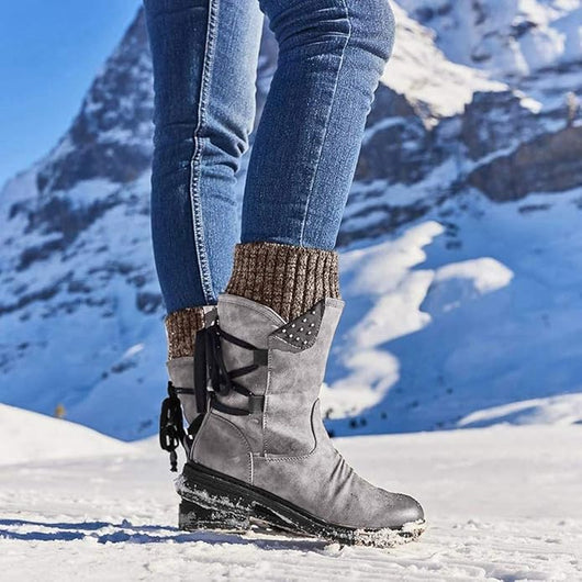 Alpine™ - Bottes mi-hautes en cuir à revers tricot