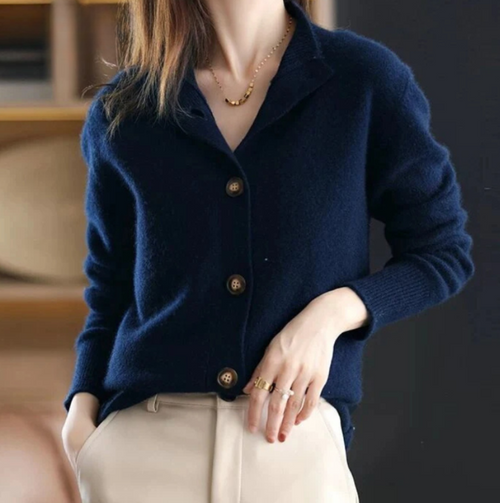 Neva™ - Cardigan chic à col en laine douce