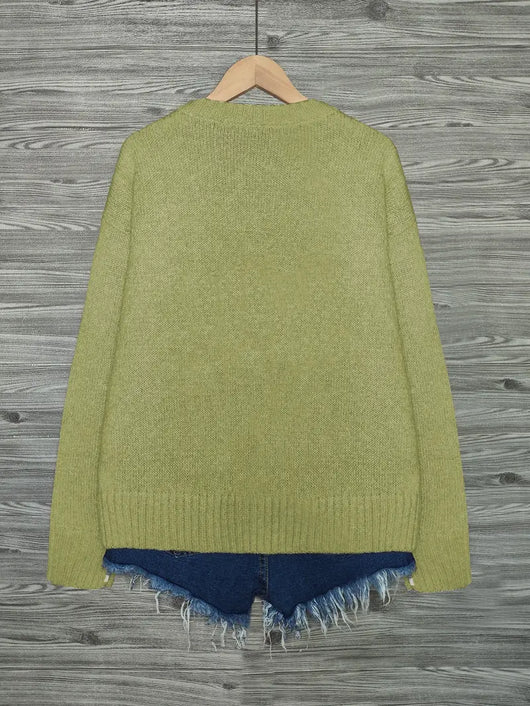 Ronron™ – Pull tricoté en laine douce à motif chats