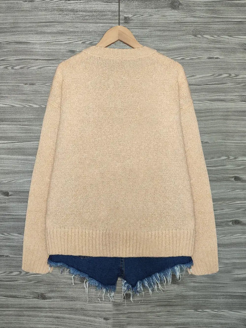 Ronron™ – Pull tricoté en laine douce à motif chats