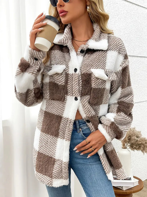 Chaletine™ - Veste en sherpa à carreaux