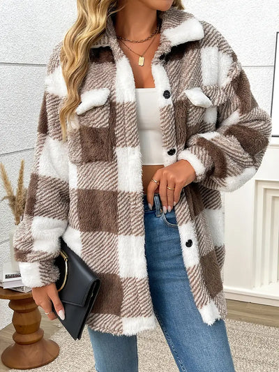 Chaletine™ - Veste en sherpa à carreaux