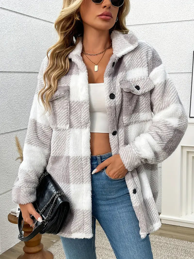 Chaletine™ - Veste en sherpa à carreaux