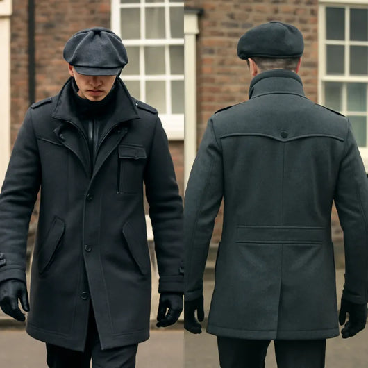 Peaky™ - Manteau chic en laine à col montant