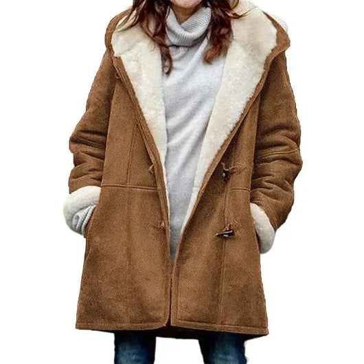 Amanda™ - Manteau en daim doublé avec capuche