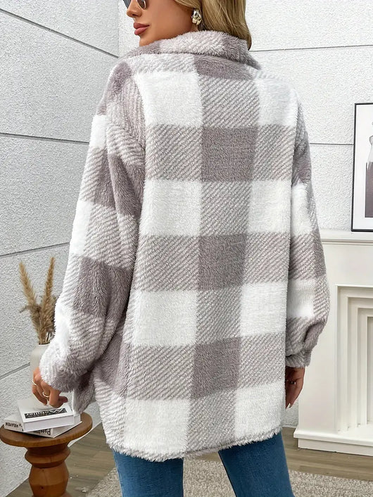 Chaletine™ - Veste en sherpa à carreaux