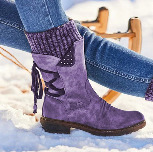 Alpine™ - Bottes mi-hautes en cuir à revers tricot