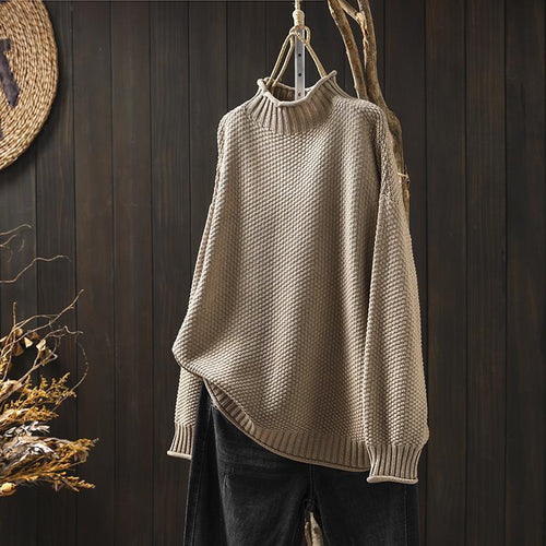 Noara™ - Pull oversize en coton à col haut