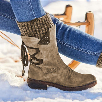 Alpine™ - Bottes mi-hautes en cuir à revers tricot