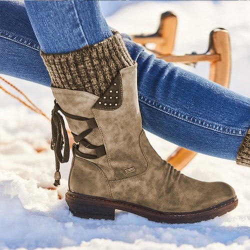 Alpine™ - Bottes mi-hautes en cuir à revers tricot
