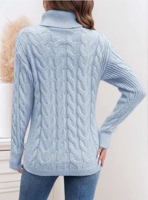 Amélie™ - Pull à col roulé tressé en coton