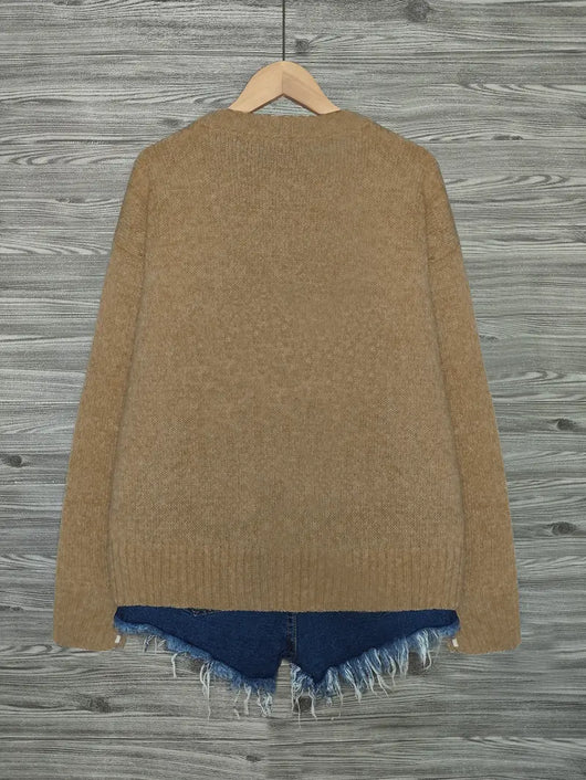 Ronron™ – Pull tricoté en laine douce à motif chats