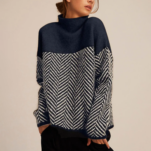 Clarena™ - Pull à col montant motif chevrons