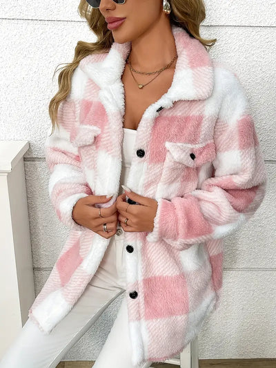 Chaletine™ - Veste en sherpa à carreaux