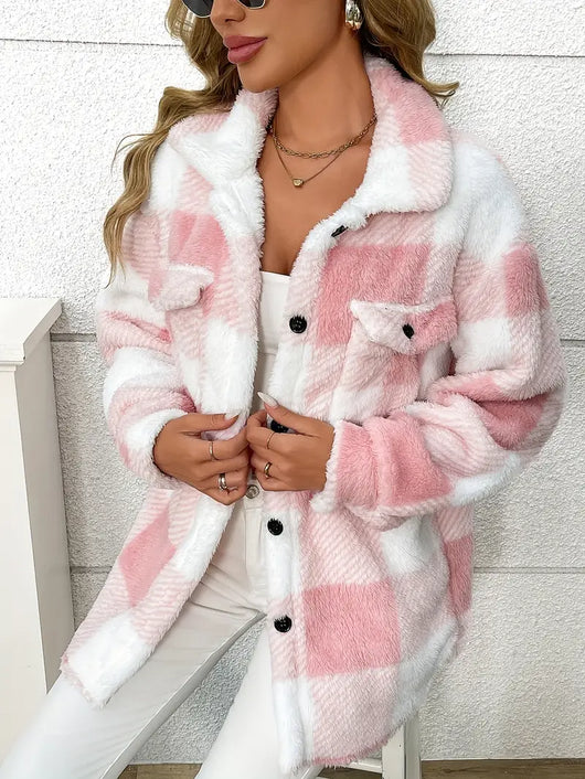 Chaletine™ - Veste en sherpa à carreaux