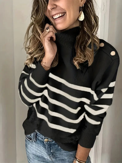 Lauranne™ – Pull à col roulé à rayures chic