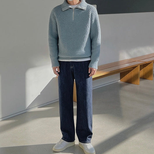 Arnaud™ – Pull zippé turquoise élégant