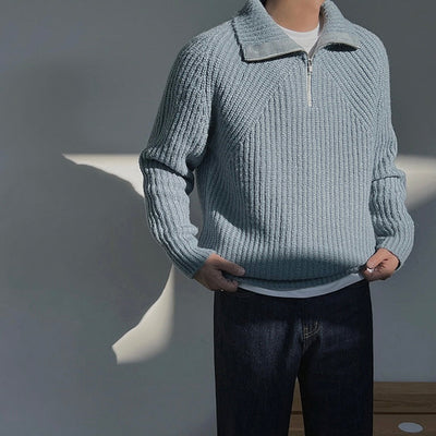 Arnaud™ – Pull zippé turquoise élégant