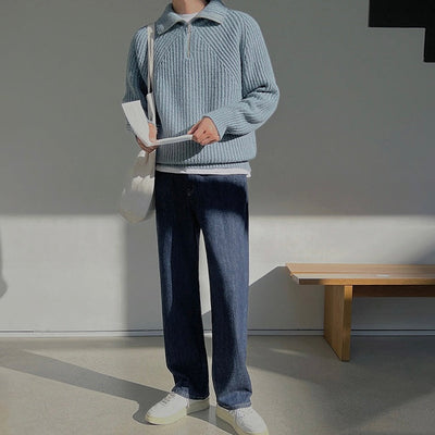 Arnaud™ – Pull zippé turquoise élégant