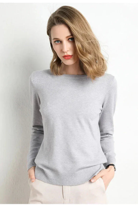 Clémentine™ - Pull à col rond en coton pour femme
